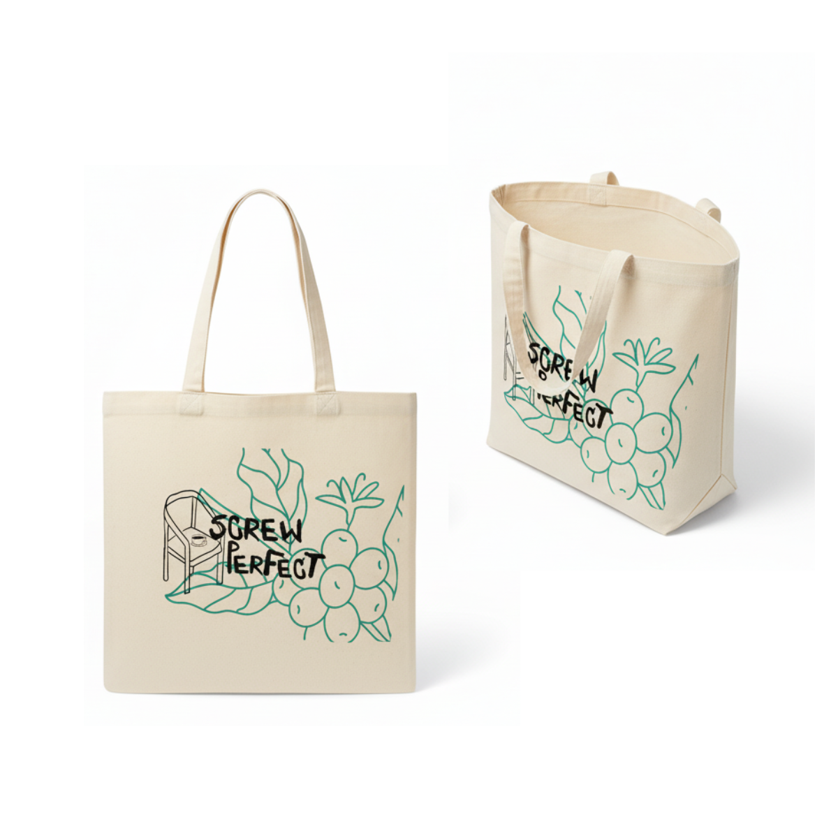 "SCREW PERFECT" Artistic Canvas Tote Bag | Eco-Friendly Reusable Shopper
